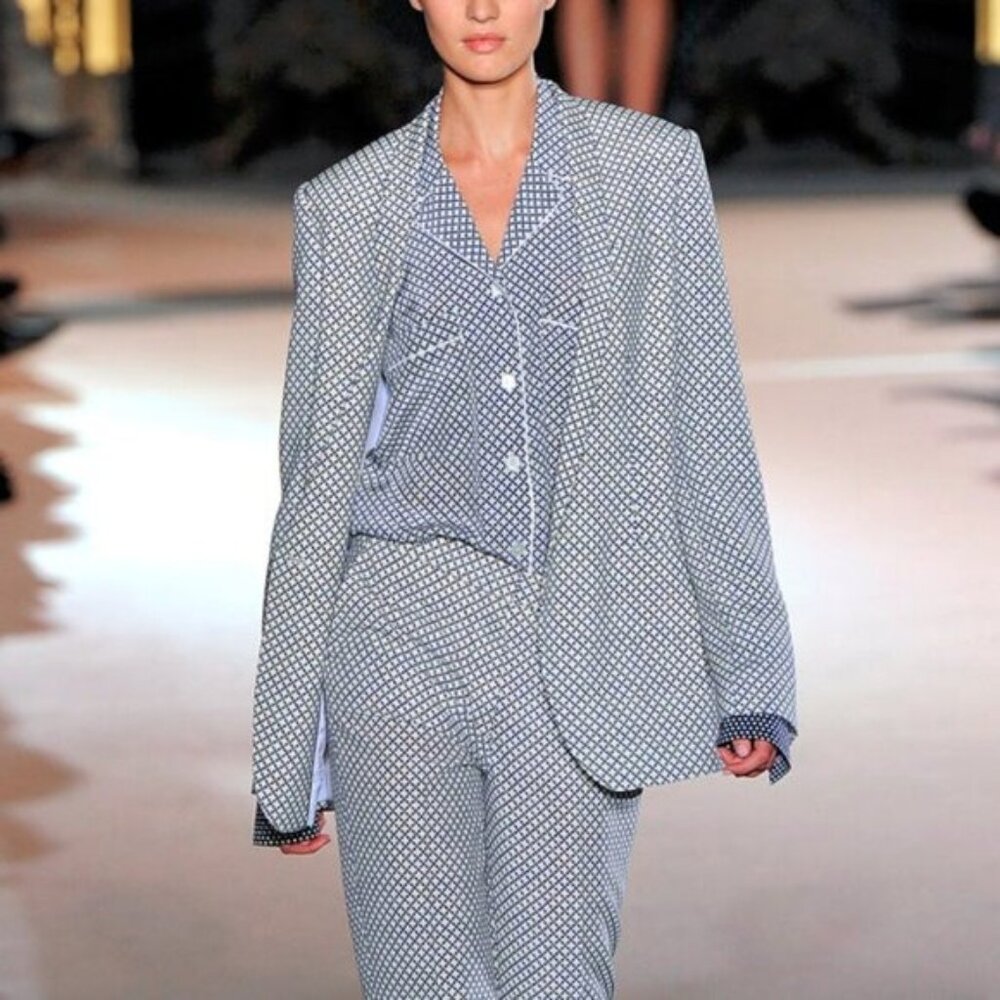 Stella McCartney SS12 Runway Elliot Navy Geometric-Print Blazer